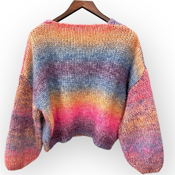 PINCH Chunky ombre space dye Vneck pullover sweater, slouchy, size M - Picture 3 of 9